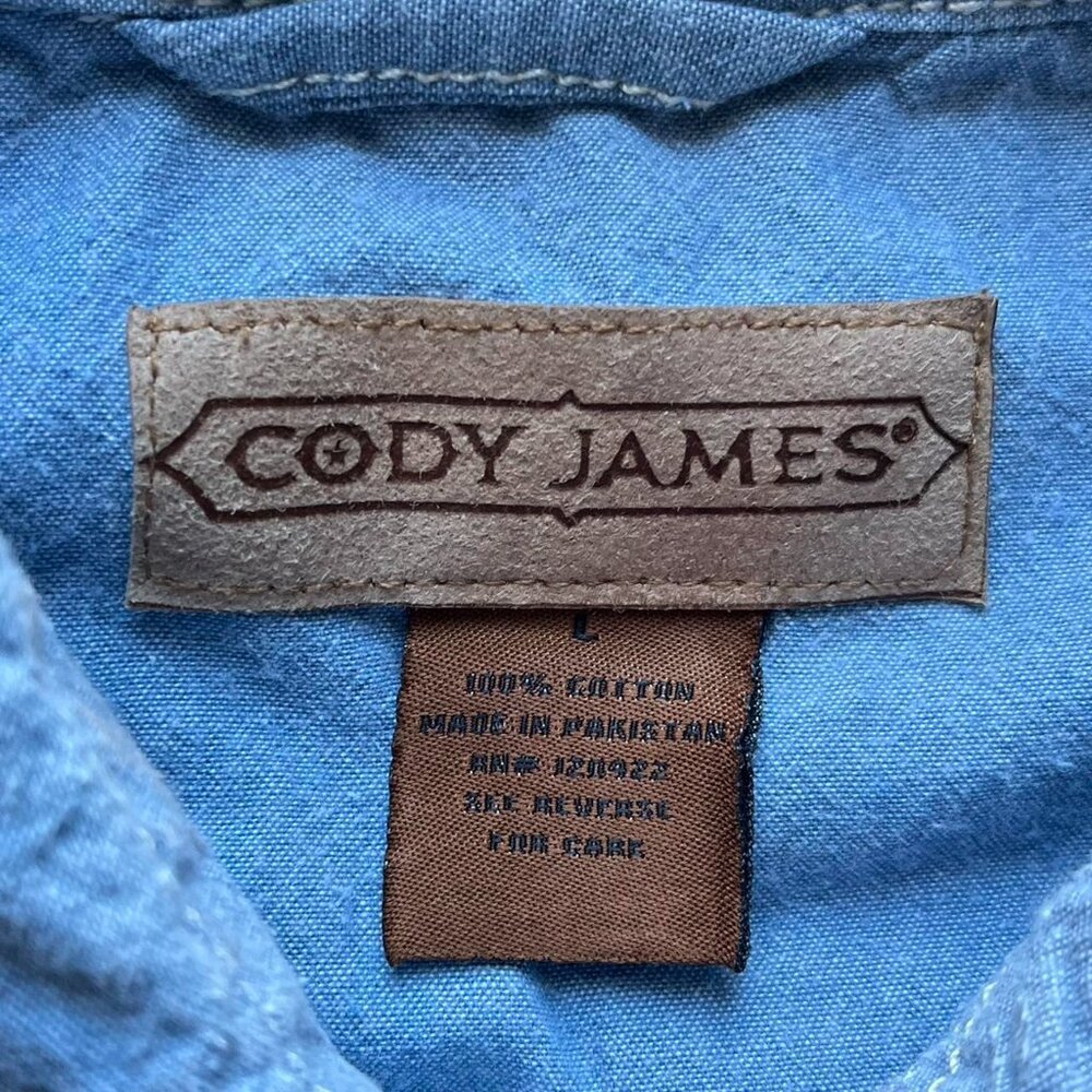 Cody James Blue Button Up Shirt Mens L Cowboy Western Work Casual Tee Outdoors - Picture 2 of 5